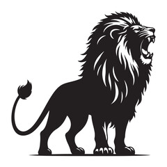 Lion roaring silhouette vector  black color white background 