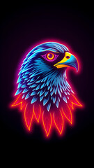 Obraz premium Hawk neon avatar vector-style image of cyberpunk head. Generative AI