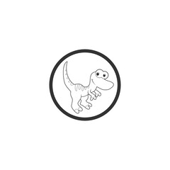 Cute cartoon dinosaur character icon isolated on transparent background