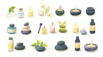 A collection of spa and wellness elements