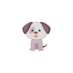 Happy cartoon puppy sitting icon isolated on transparent background