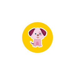 Happy cartoon puppy sitting icon isolated on transparent background