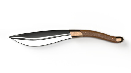 3D rendering of a luxury knife with high-quality steel, brass handle, and leather accents.