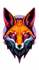 Fox neon avatar vector-style image of cyberpunk head. Generative AI