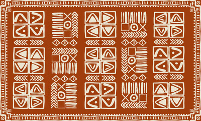 Beautiful African tribal seamless pattern drawing Doodle elements symbol, ethnic aztec geometric design.  Maya border handy craft with colorful decoration for textile industry fabric  home decoration