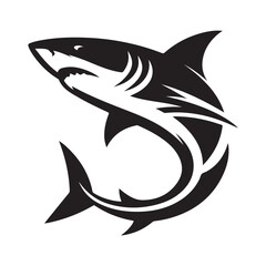 Shark  silhouette vector  black color white background 