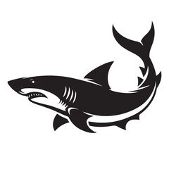 Shark  silhouette vector  black color white background 