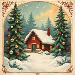 Fototapeta premium A Vintage Christmas Card