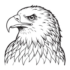 Silhouette vector style Bald Eagle with white background 