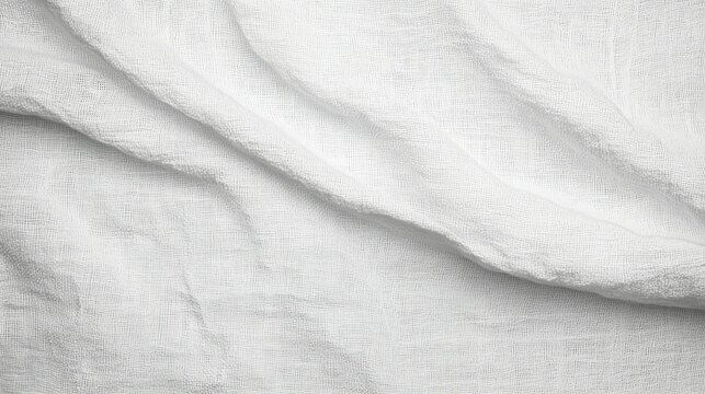 Una texture morbida e raffinata di tessuto bianco con pieghe leggere, perfetta per trasmettere eleganza, minimalismo e naturalezza in un contesto moderno.