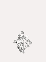 Botanical phone wallpaper, flower lineart