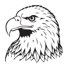 Silhouette vector style Bald Eagle with white background 