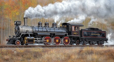Naklejka premium Historic Steam Train Journey
