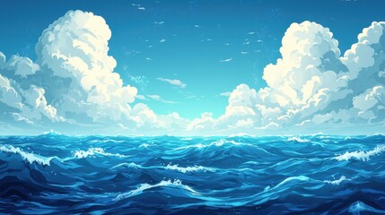 Naklejka premium Ocean Depths: Video Game Level Design Illustration