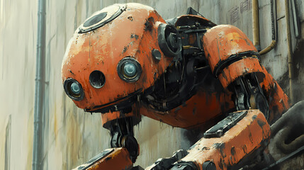 Anthropomorphic robot mech. Mecha Robots. Illustration
