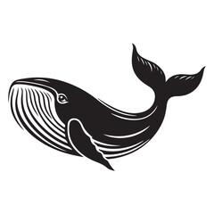 Whale fish silhouette vector  black color white background 