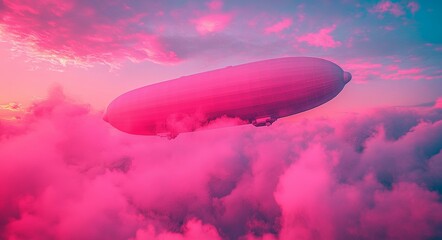 Pink Clouds with a Steampunk Hot Air Balloon
