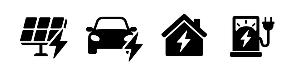 Electric power icon set. Electricity icon set.