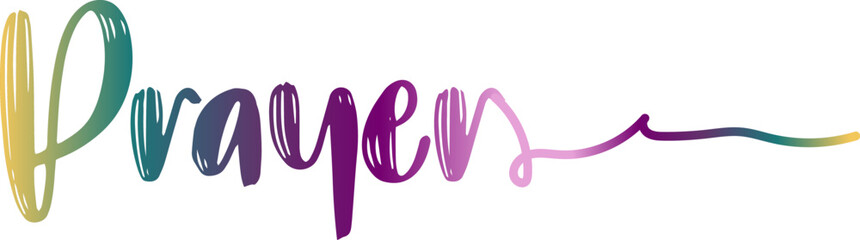 Gradient text, PRAYER colorful vector typography banner white background, prayer text