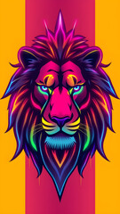 Fototapeta premium Lion neon avatar vector-style image of cyberpunk head. Generative AI