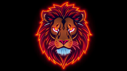 Obraz premium Lion neon avatar vector-style image of cyberpunk head. Generative AI