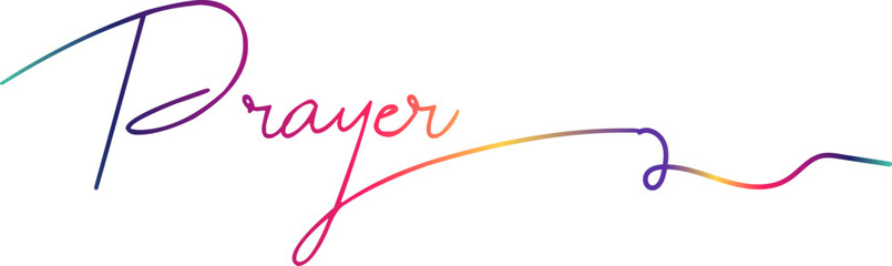 Gradient text, PRAYER colorful vector typography banner white background, prayer text