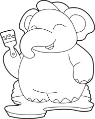 Elephant Painter Paint brush Painting Animal Vector Graphic Art Illustration