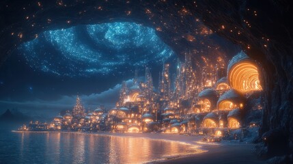 Obraz premium A Mystical City Under the Stars