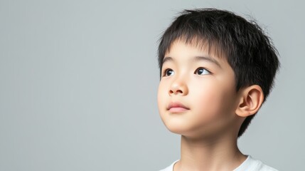 photo portrait of a handsome young caucasian white American model teen boy looking forward. child ad with copy space, cute, kids, children