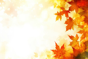 Fototapeta premium Warm fall light and red maple leaves background