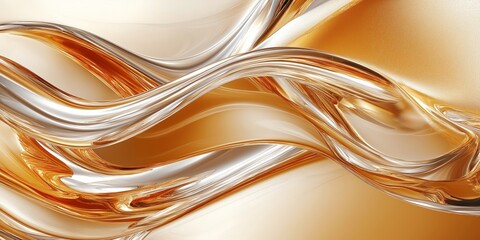 Shiny golden and silver metal waves intertwining, creating a dynamic abstract background, fluid and luxurious metallic texture, perfect for contemporary design, selective focus

