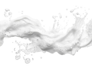 white soap foam splashes on transparent background
