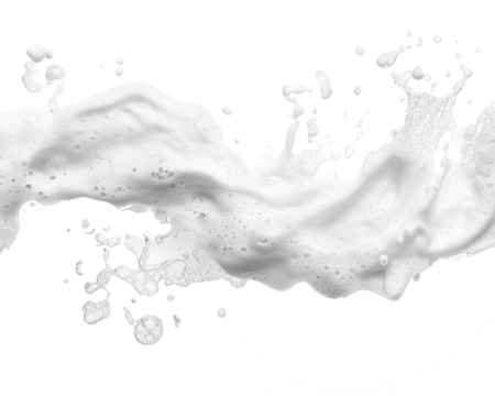 white soap foam splashes on transparent background
