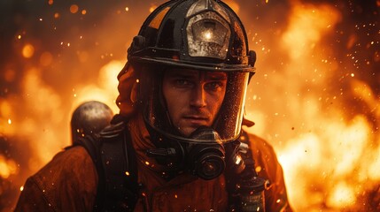 Fototapeta premium Firefighter in Action