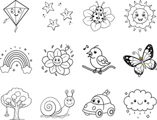 Cute Cartoon Drawings for Kids Coloring Book