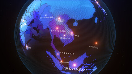 map of Thailand dark background
