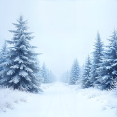 Winter Background With Frozen Trees