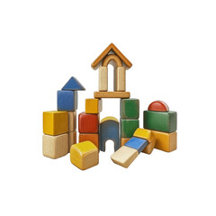 Obraz premium Colorful Wooden Building Blocks for Kids Toy