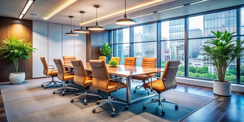 Neatly Arranged Empty Chairs for HR Recruitment Concepts in Modern Office Setting