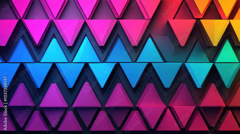 Poster layered triangles with vibrant gradient colors create dynamic visual effect