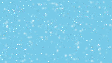 Realistic falling snow on sky blue background vector. Isolated falling snow auto trace effect.