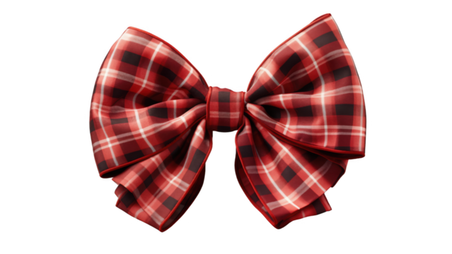 Red bow displayed on a clean white background, perfect as a festive Christmas gift decoration