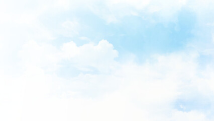 Bright blue sky with fluffy white clouds on a sunny day vector. Horizontal view blue sky.