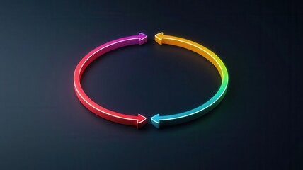 Circular goal-setting flowchart with glowing paths connecting stages Brainstorm, Prioritize, Plan, and Achieve, structured and clear, 3D illustration