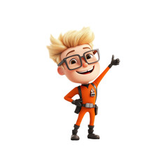 Fototapeta premium Cheerful Cartoon Boy Giving Thumbs Up