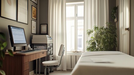 Cozy Office Space with Natural Light and Greenery