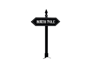 North Pole Sign Silhouette | Iconic Christmas Design with Vintage Arctic Direction Signs