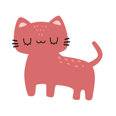 Handdrawn Cute Sleepy Cartoon Cat Illustration