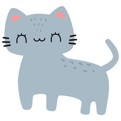 Handdrawn Cute Happy Cartoon Cat Illustration