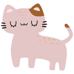 Handdrawn Cute Sleepy Cartoon Cat Illustration